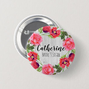 Waterverf zomerbloemen cirkelvormig ontwerp ronde button 5,7 cm