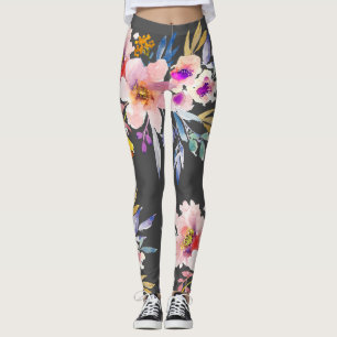 Waterverf zomerbloemen leggings