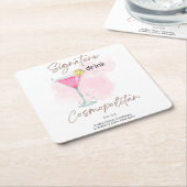 Waterverf zomercocktail vierkante kartonnen onderzetter (Schuin)