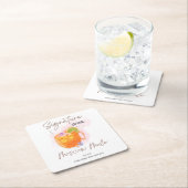 Waterverf zomercocktail vierkante kartonnen onderzetter (Insitu)