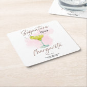 Waterverf zomercocktail vierkante kartonnen onderzetter (Schuin)