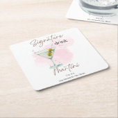 Waterverf zomercocktail vierkante kartonnen onderzetter (Schuin)