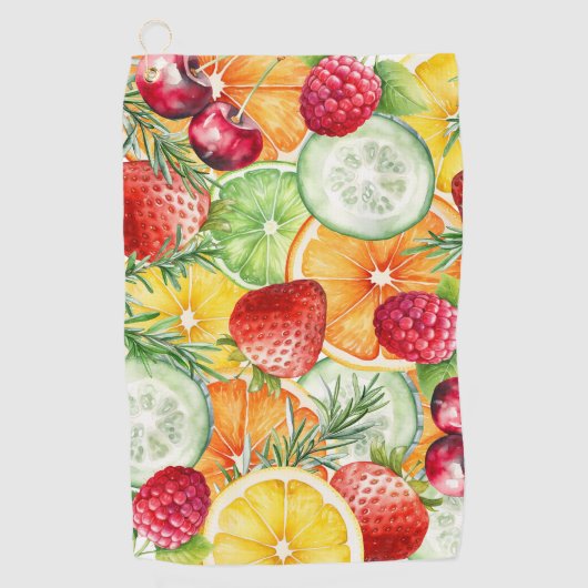 Waterverf Zomerfruit Golfhanddoek (Voorkant)