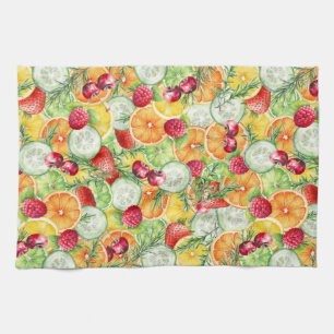 Waterverf Zomerfruit Theedoek