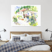 Waterverf zomertuin canvas afdruk (Insitu (Slaapkamer))