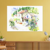 Waterverf zomertuin canvas afdruk (Insitu (Woonkamer))