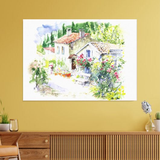 Waterverf zomertuin canvas afdruk (Insitu (Woonkamer))