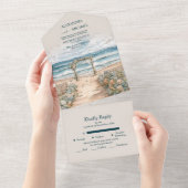 Waterverf zomervakantie all in one uitnodiging (Afscheurbaar)