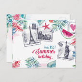 Waterverf Zomervakantie briefkaart (Voorkant / Achterkant)