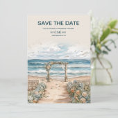 Waterverf zomervakantie save the date (Staand voorkant)