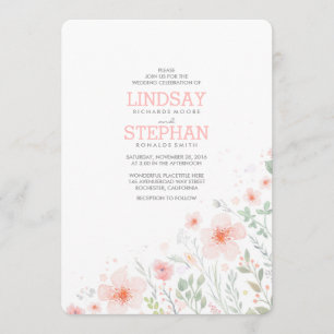 Waterverf zomerweduwen Pink Flowers Kaart