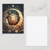 Waterverf Zon en Maan Celestial Visitekaartje (Voorkant / Achterkant)