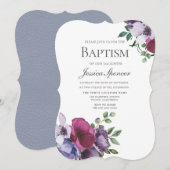 Waterverf zonder handgemeen Floral Baptisme uitnod Kaart (Voorkant / Achterkant)