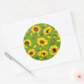 Waterverf Zonnebloem 4 Ronde Sticker (Envelop)