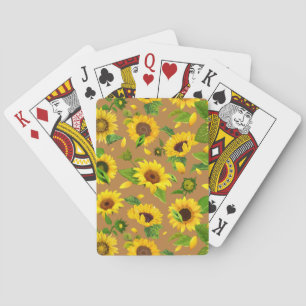 Waterverf Zonnebloem 5 Pokerkaarten