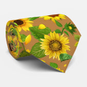 Waterverf Zonnebloem 5 Stropdas (Opgerold)