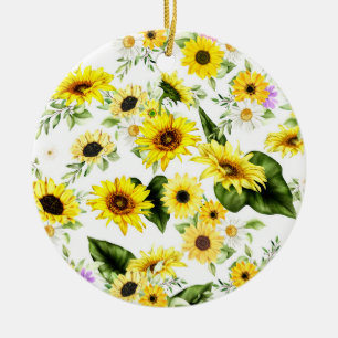 Waterverf Zonnebloem 7 Keramisch Ornament