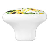 Waterverf Zonnebloem 7 Keramische Knop (Zijkant)