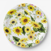 Waterverf Zonnebloem 7 Papieren Bordje (Voorkant)