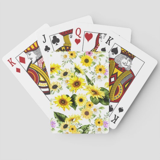 Waterverf Zonnebloem 7 Pokerkaarten (Achterkant)