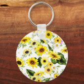Waterverf Zonnebloem 7 Sleutelhanger (Voorkant)