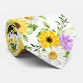 Waterverf Zonnebloem 7 Stropdas (Opgerold)