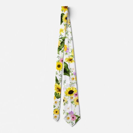 Waterverf Zonnebloem 7 Stropdas (Achterkant)