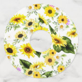 Waterverf Zonnebloem 7 Wijnglaslabel (Achterkant)