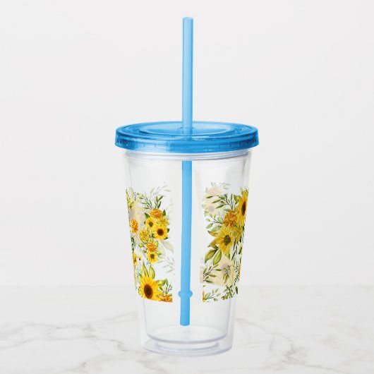 Waterverf Zonnebloem 8 Acryl Drinkbeker (Rechts)