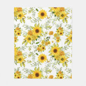 Waterverf Zonnebloem 8 Fleece Deken (Voorkant)