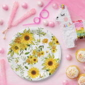Waterverf Zonnebloem 8 Papieren Bordje (Feest)