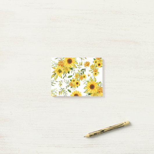 Waterverf Zonnebloem 8 Post-it® Notes (Op bureau)