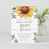 Waterverf Zonnebloem Baby shower (Staand voorkant)