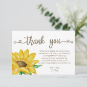 Waterverf Zonnebloem Baby shower dank u Kaart (Staand voorkant)