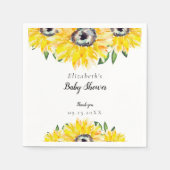 Waterverf Zonnebloem Baby shower Script Servet (Voorkant)