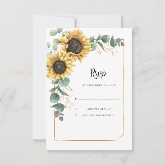 Waterverf Zonnebloem Bindende bruiloft RSVP Kaartje (Voorkant)