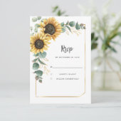 Waterverf Zonnebloem Bindende bruiloft RSVP Kaartje (Staand voorkant)