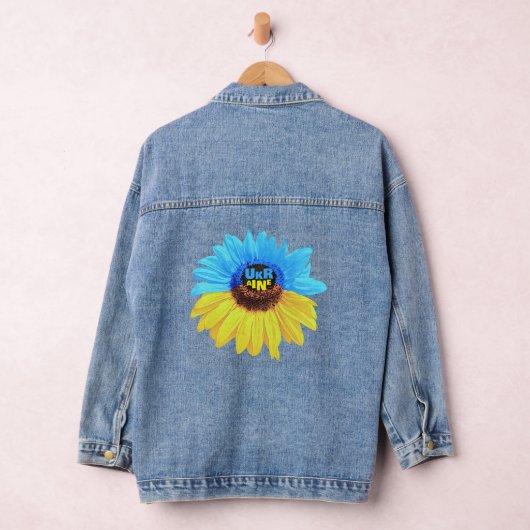 Waterverf zonnebloem blauwe gele vlag denim jacket (Hangar)