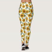 Waterverf Zonnebloem Bloempatroon Leggings (Achterkant)