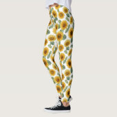 Waterverf Zonnebloem Bloempatroon Leggings (Links)