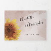 Waterverf zonnebloem blozen roze alles in een brui drieluik uitnodiging (Cover)