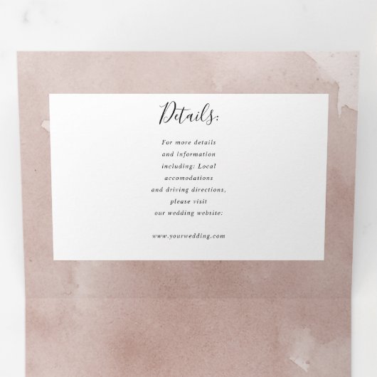 Waterverf zonnebloem blozen roze alles in een brui drieluik uitnodiging (Binnenzijde eerst)