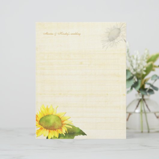 Waterverf Zonnebloem Borduurboek Geld papier (Staand voorkant)