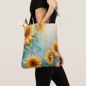 Waterverf Zonnebloem Breeze Canvas tas (Dichtbij)