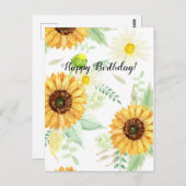 Waterverf zonnebloem briefkaart (Voorkant / Achterkant)