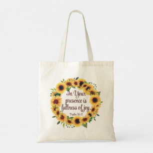 Waterverf Zonnebloem Christelijke Scripting Joy Qu Tote Bag