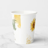 Waterverf zonnebloem eerste verjaardag papieren bekers (Links)