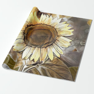 Waterverf Zonnebloem Elegant Collectie Cadeaupapier