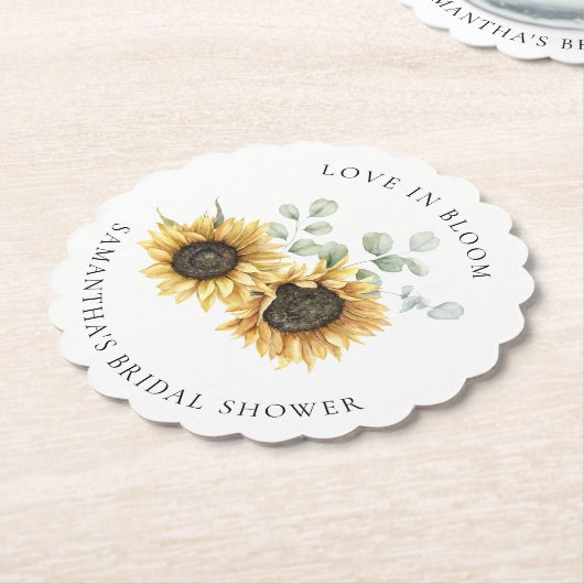 Waterverf Zonnebloem Eucalyptus Bruiloftsborrel Kartonnen Onderzetters (Gekanteld)