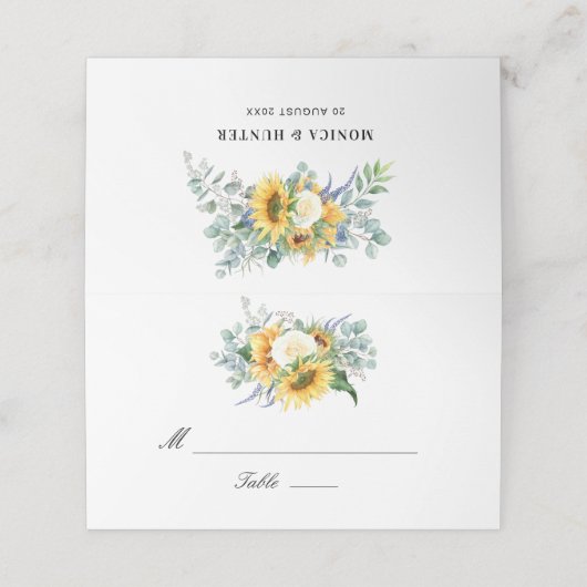 Waterverf zonnebloem - eucalyptusbruiloft (Buitenkant ongevouwen)